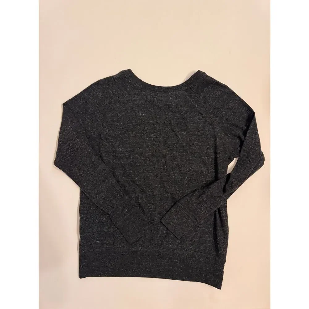 Nike Sportswear Women's Crewneck Long Sleeve Top Heathered Black/White Size M
